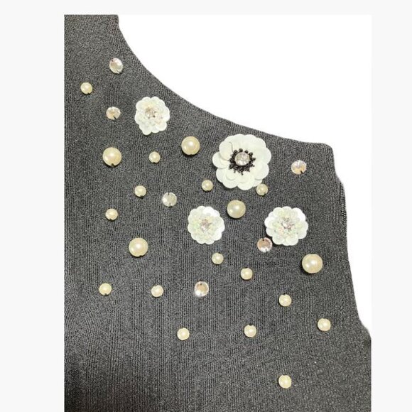 Roz and Ali Pearl and Sequin Embellished Black Evening Dress Size 16 EUC - Picture 7 of 13